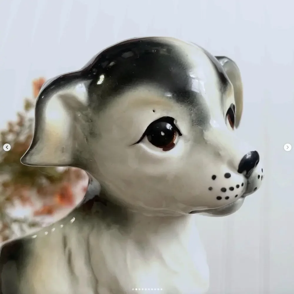 Vintage Relpo Planter Dog Puppy Baby Nursery Sweet Desk Organizer Holder Japan